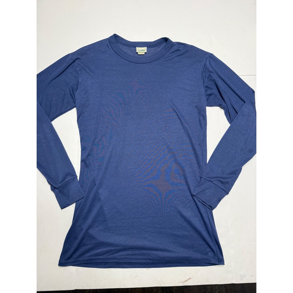 Vintage LL Bean Mens Blue Long Sleeve Base Layer Shirt R977 Made in USA Medium